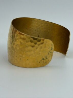 Hammered Gold Open Cuff Bracelet - Women's Jewelry